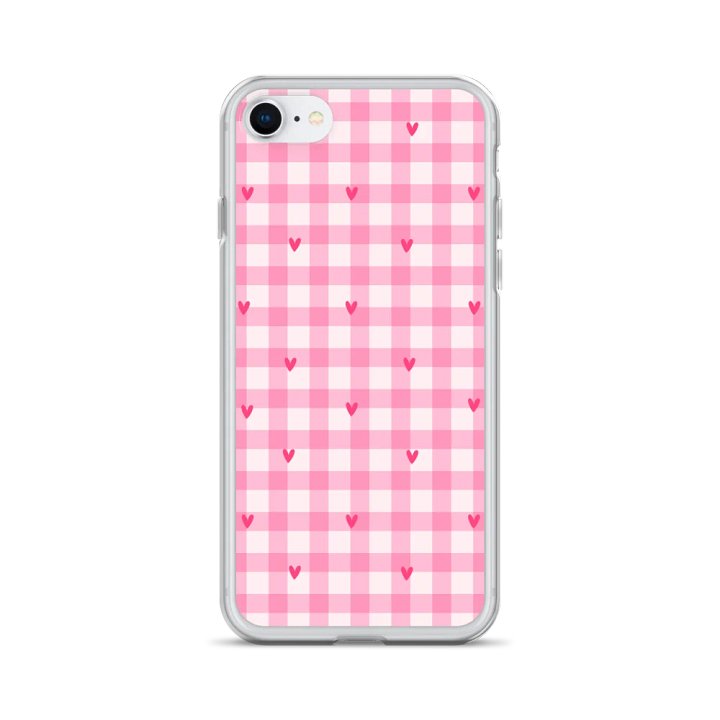 Be Mine Gingham Clear iPhone® 7/8, 11, 12, 13, 14, 15, 16, 17, X/XS, SE, XR, Mini, Pro, Pro Max, Plus Cases. product image (1)