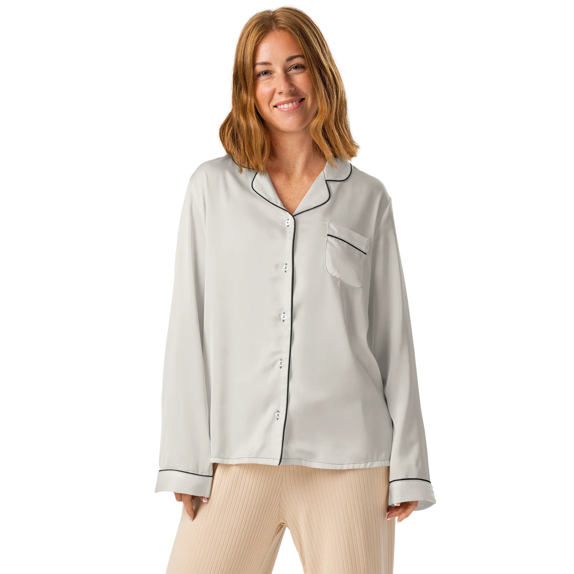 Minimal Beige Long Sleeve Pajama Top product image (1)