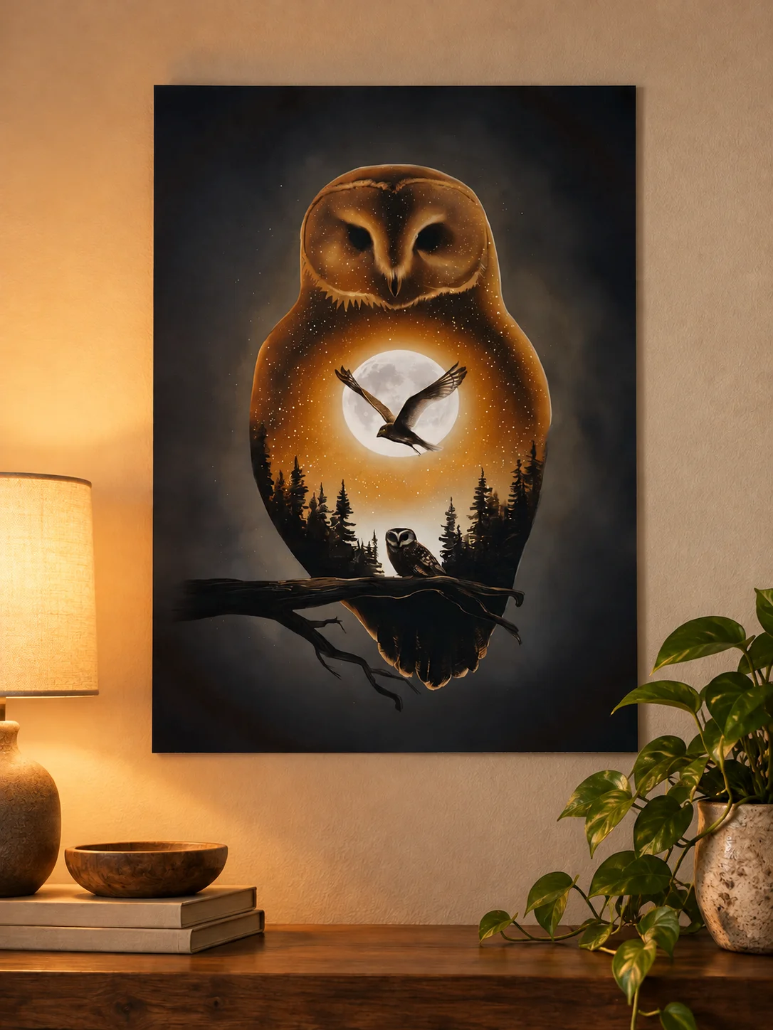 The Owl Within the Moonlight | Mystical Owl & Moon Art Poster product image (1)