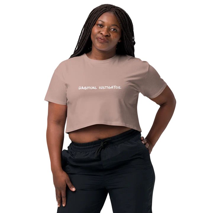 HABIUTAL INSTIGATOR (longline white design) printed cotton crop top product image (20)
