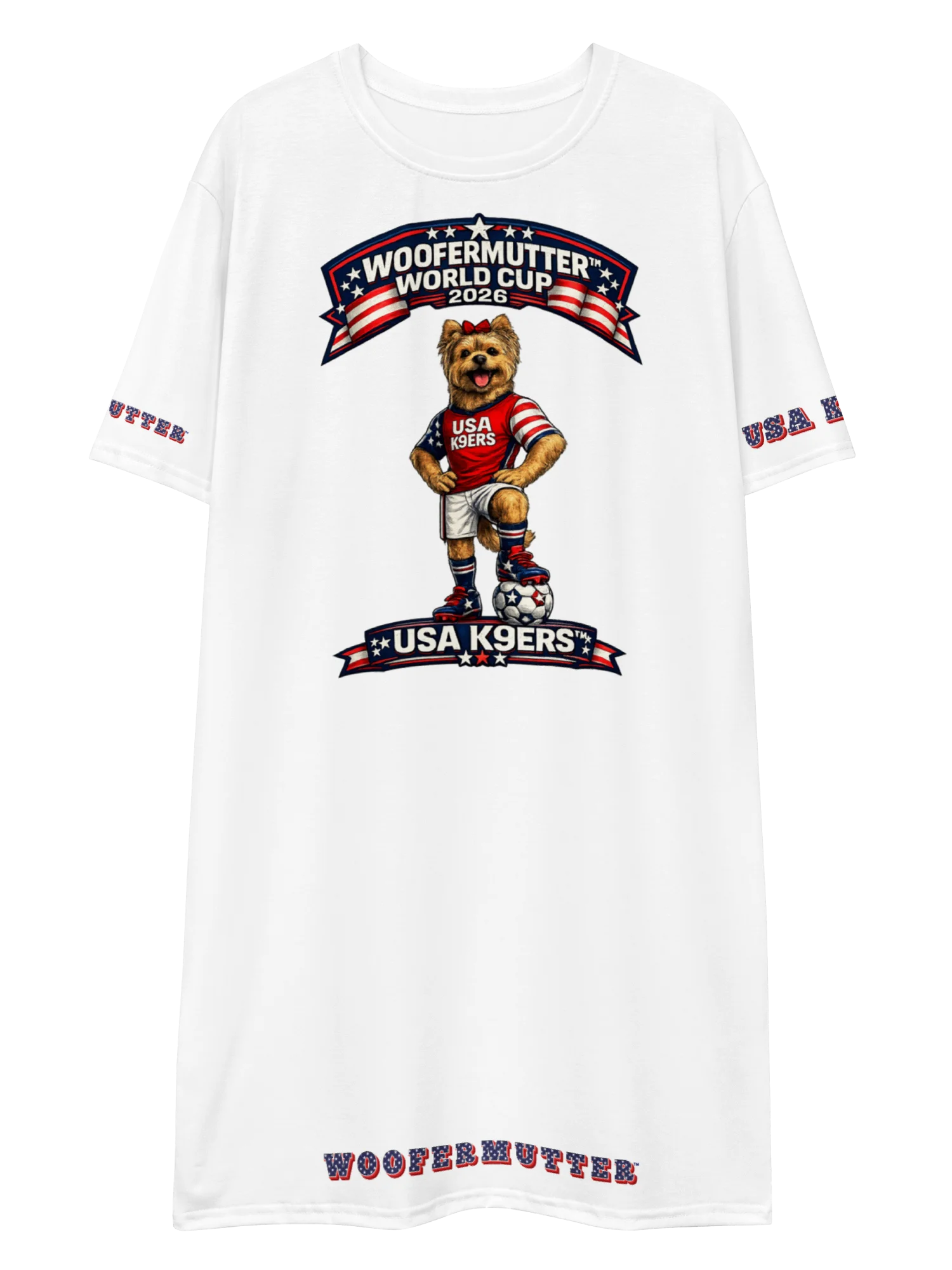 WooferMutter™ World Cup Yorkshire Terrier USA K9ERS T-shirt Dress product image (1)