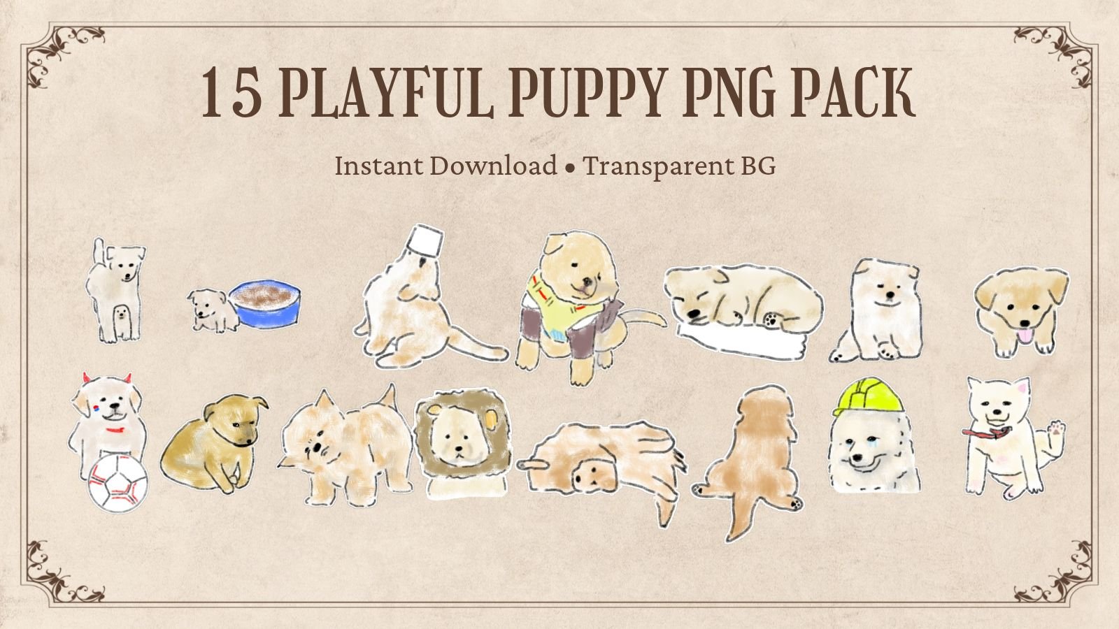 15 Cute & Playful Puppy Clipart & Digital Sticker Pack product image (1)