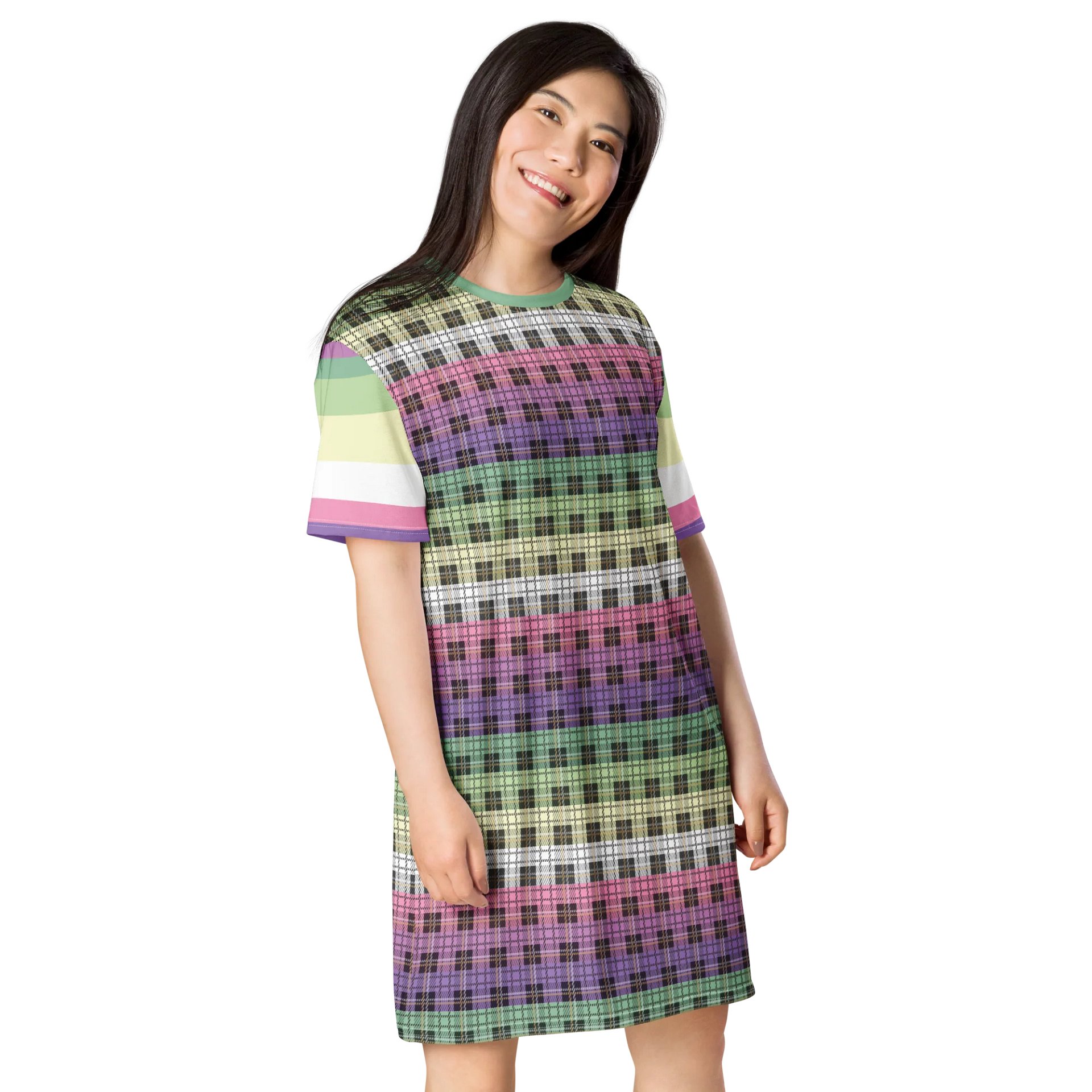 Genderfae Pride Plaid T-shirt Dress product image (4)