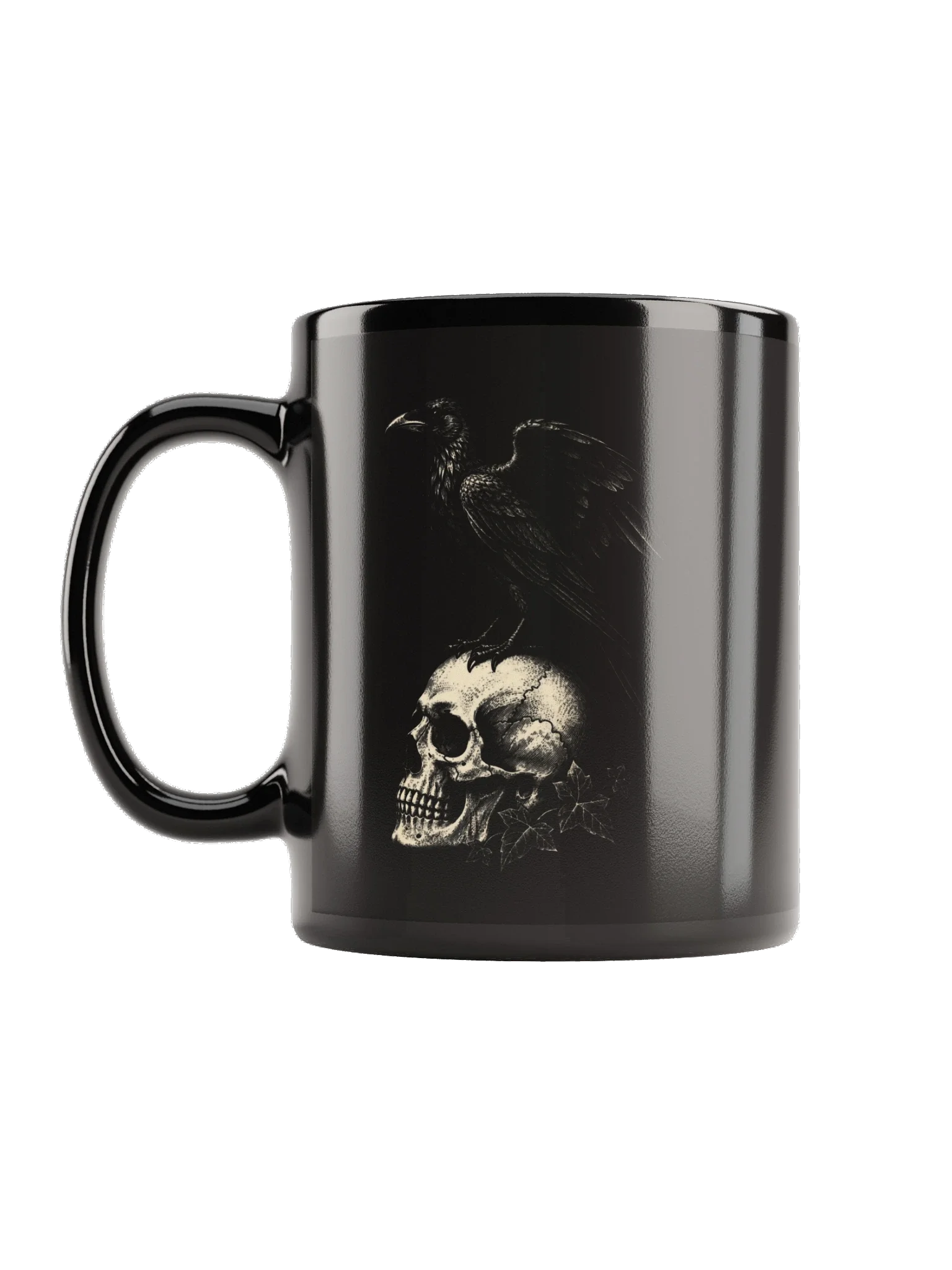 Raven and Skull Mug, Black