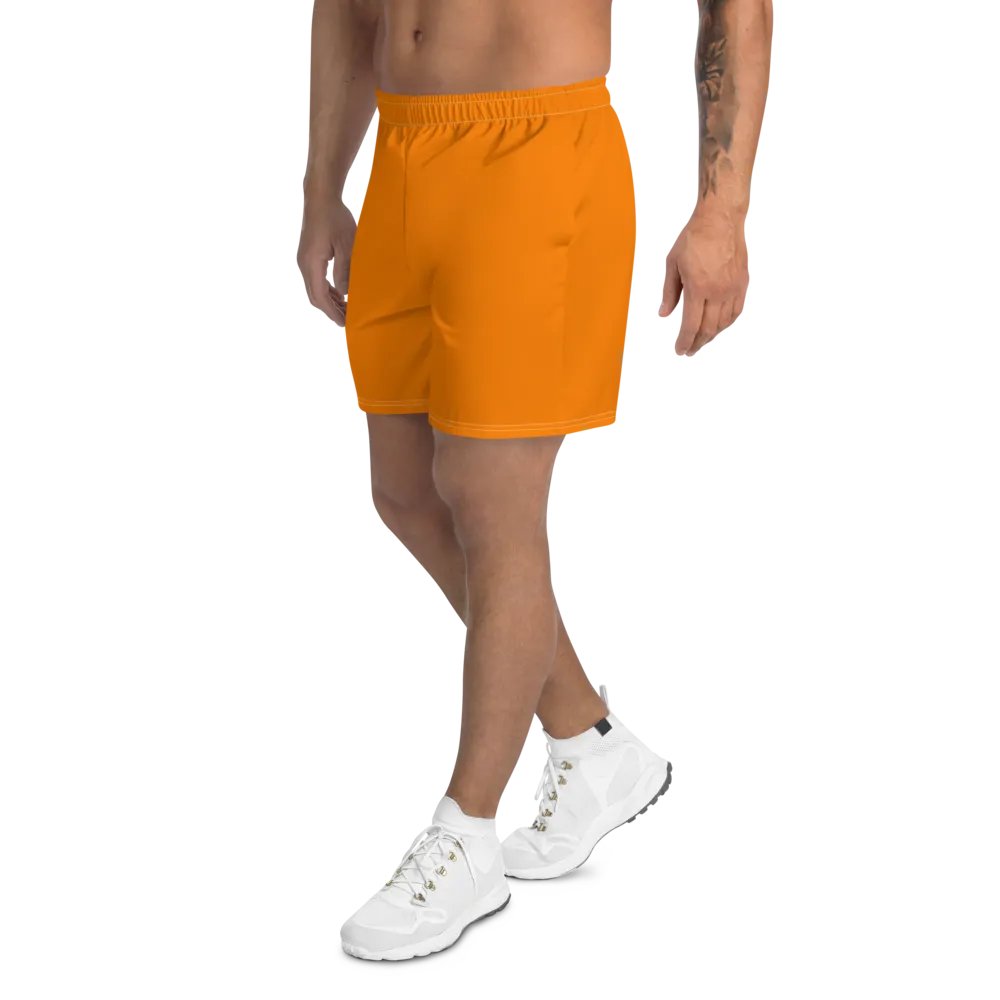Plain Color Orange Athletic Long Shorts product image (3)