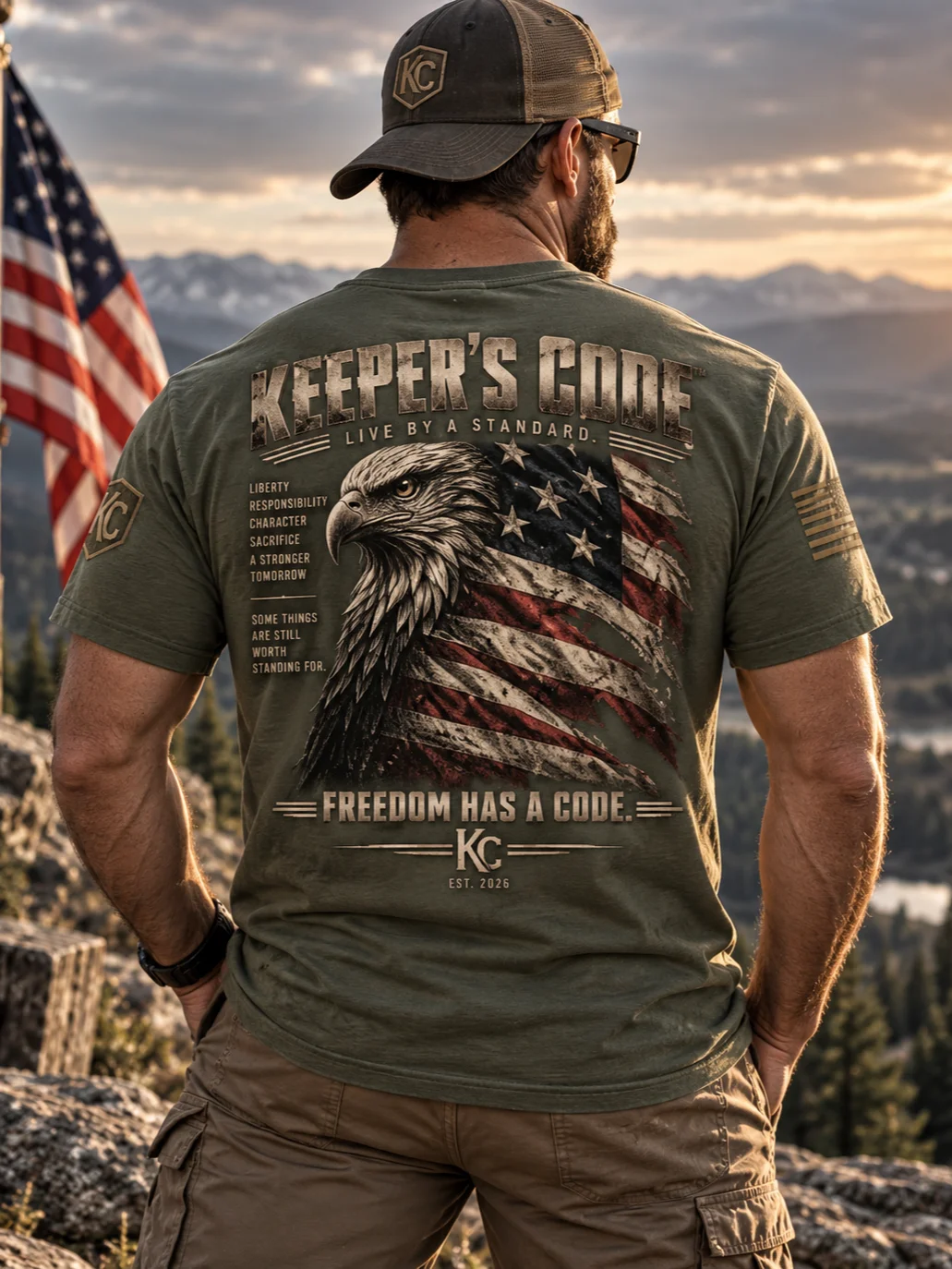 Keeper’s Code™ Men’s Freedom Has a Code Eagle Patriotic T-Shirt product image (2)