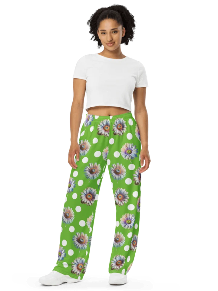 Lime Green Daisy & Dots Wide Leg Pants product image (1)