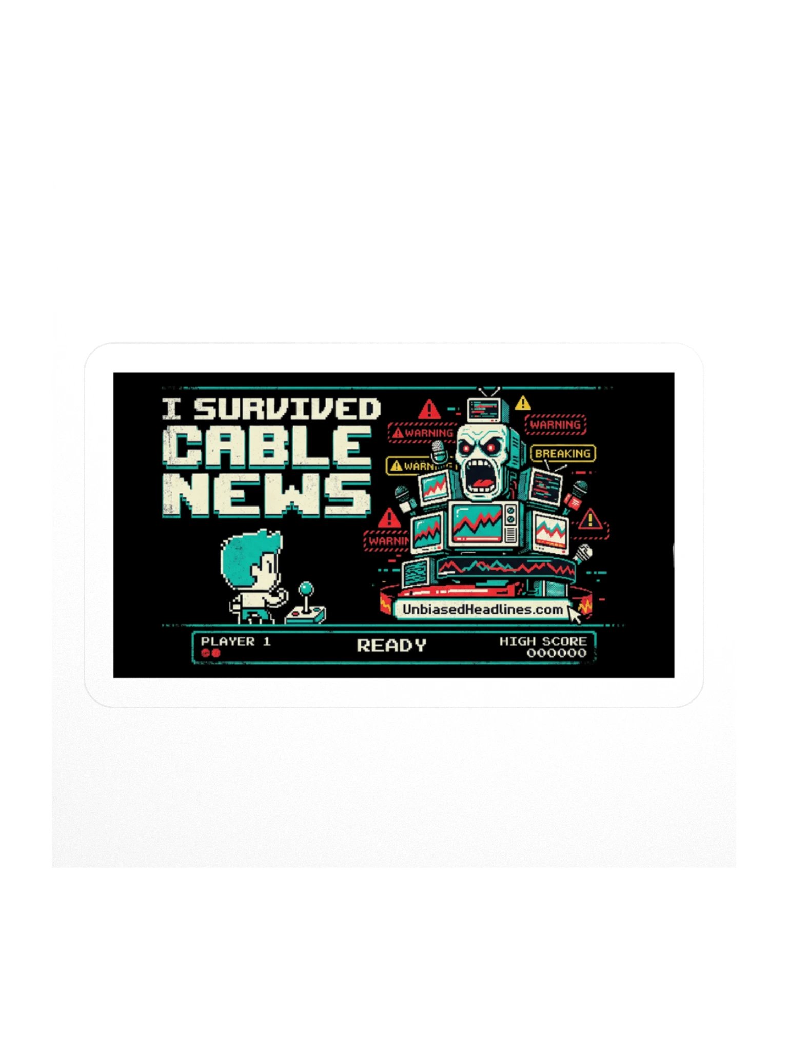I Survived Cable News (Arcade) Sticker product image (1)