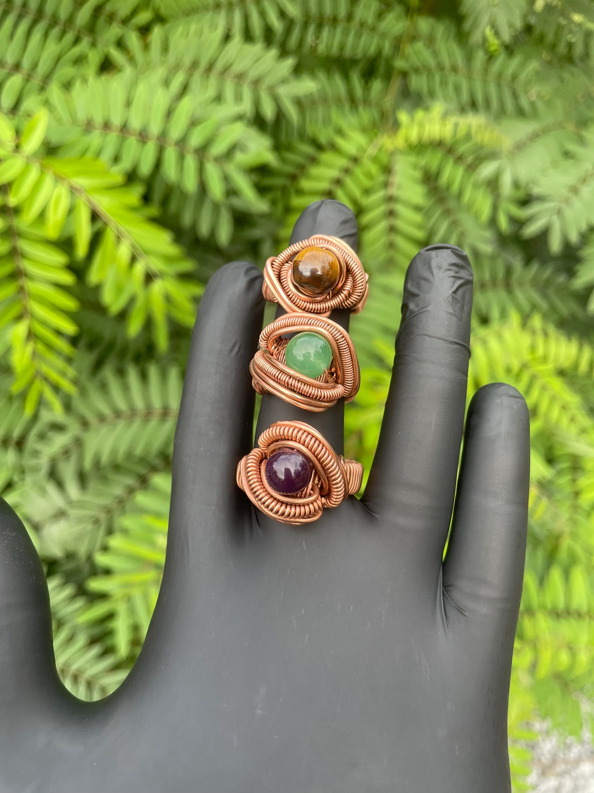 Handcrafted Copper Amethyst Crystal Ring product image (3)