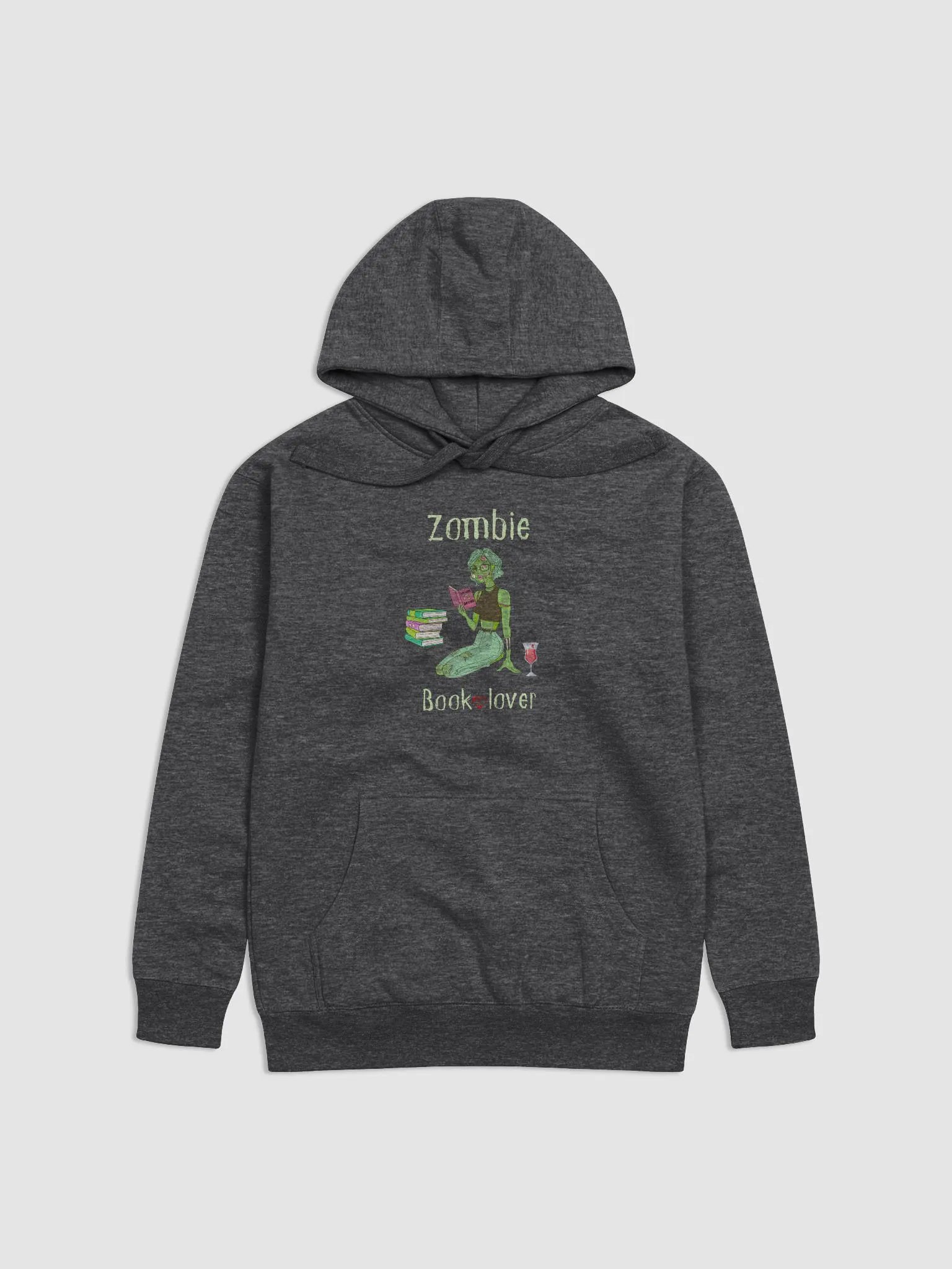 Zombie Book Lover Grey Unisex Hoodie product image (1)