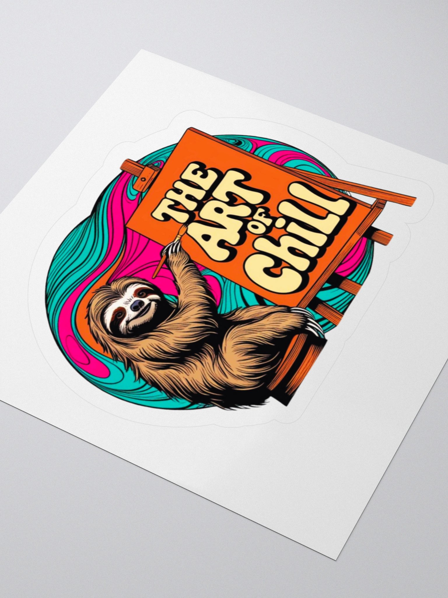 Chill sloth painter Kiss Cut Stickers product image (9)