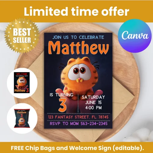 Garfield Invitation - Canva product image (1)
