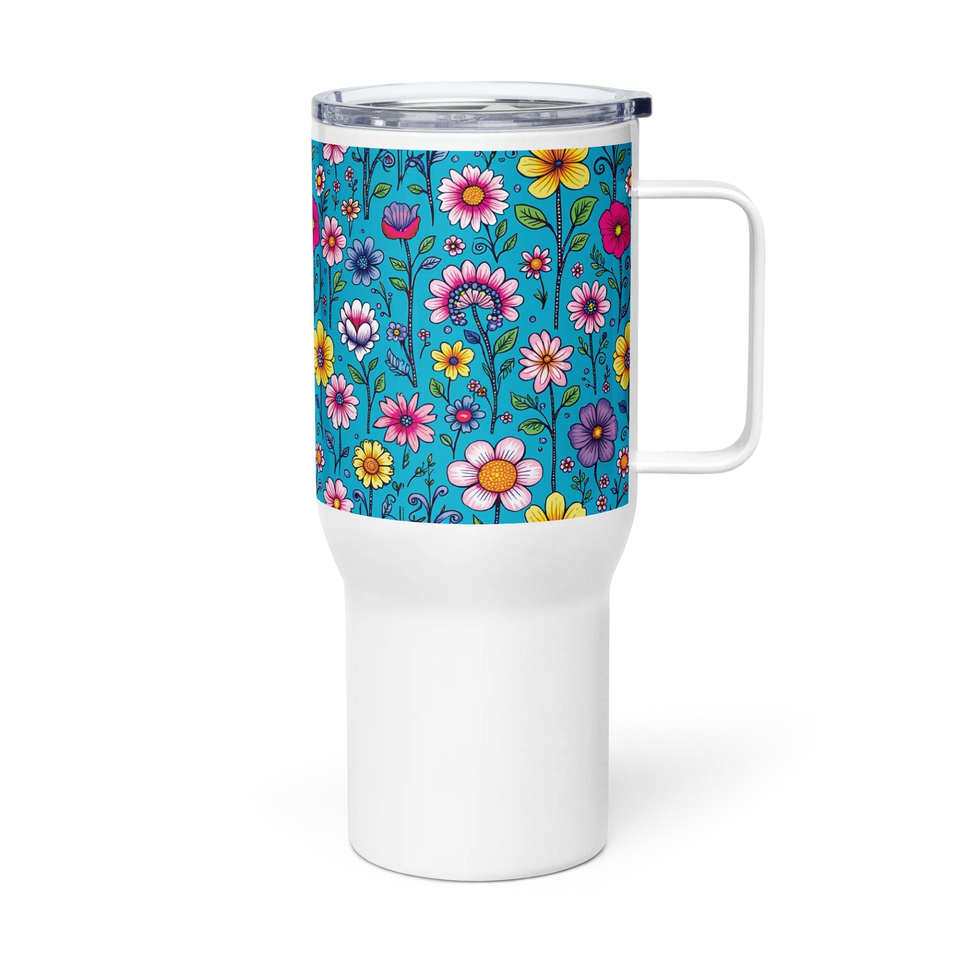 Floral Travel Mug – Large Insulated Tumbler with Handle (25oz & 40oz) product image (4)