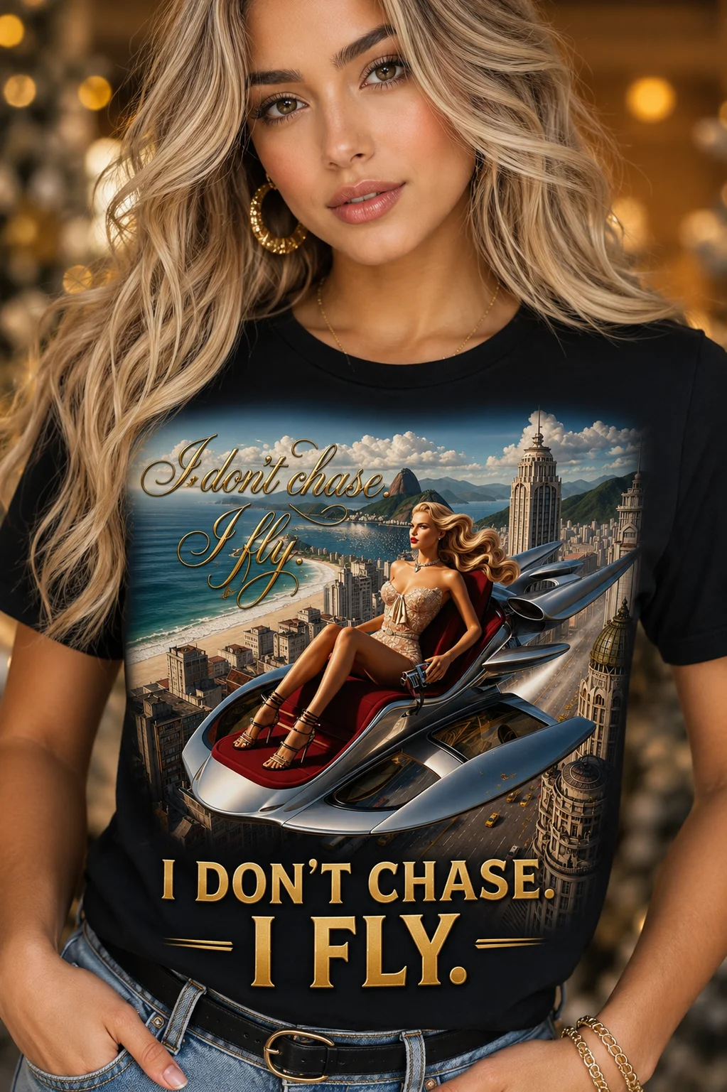 I Don't Chase I Fly Luxury Futuristic T-Shirt - Rio Boss Babe Shirt product image (1)