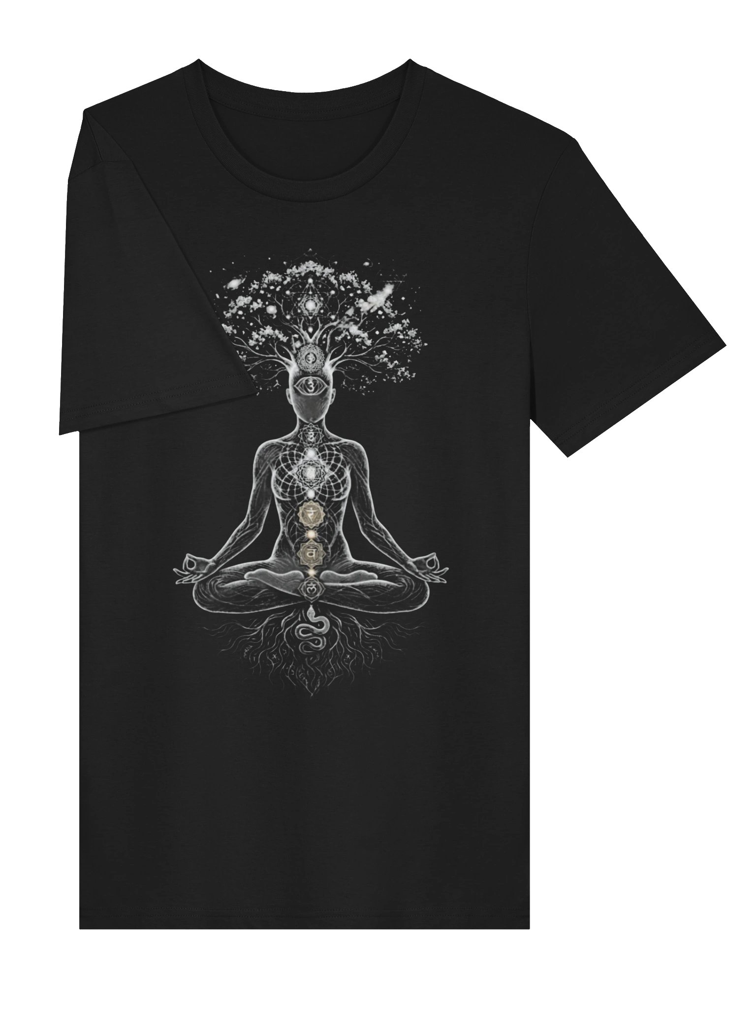 Meditation Tree of Life Chakra T-Shirt – Spiritual Awakening Yoga Tee | Third Eye & Sacred Geometry Unisex Shirt product image (3)