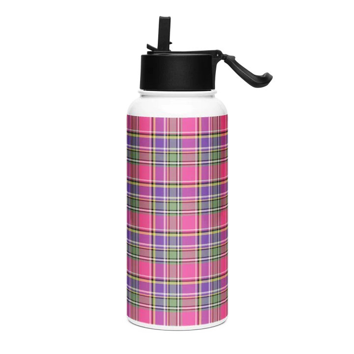 Hot Pink and Purple Vintage Plaid Water Bottle product image (2)