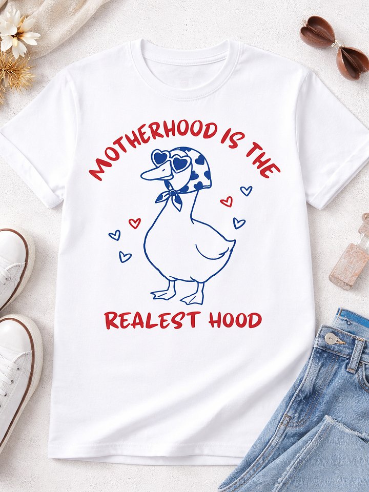 Motherhood Is The Realest Hood Shirt - Funny Retro Duck Mother's Day Tee product image (1)