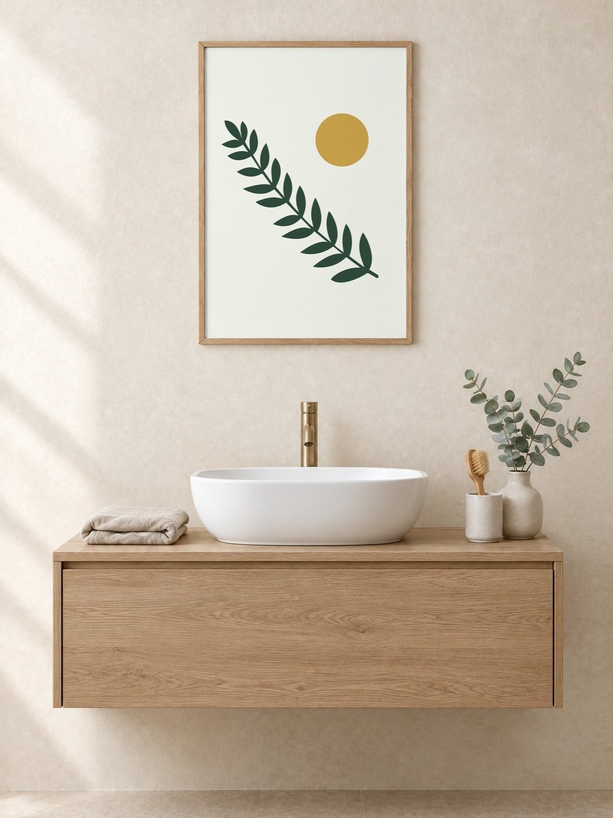 Forest Green Branch Print | Botanical Bathroom Wall Art product image (1)