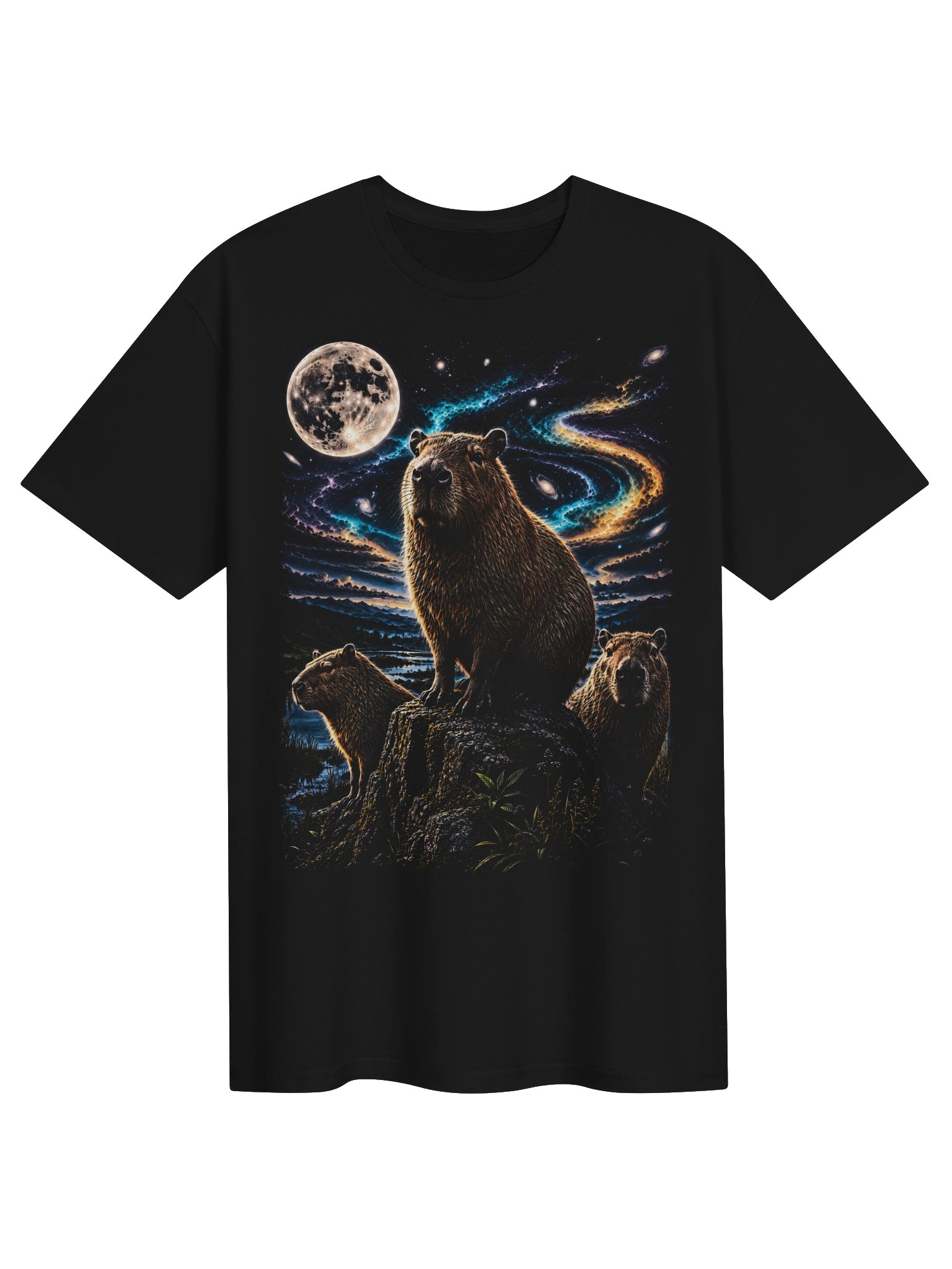 Capybara Howling Moon Tshirt | Unexpected Legends Shirt product image (1)