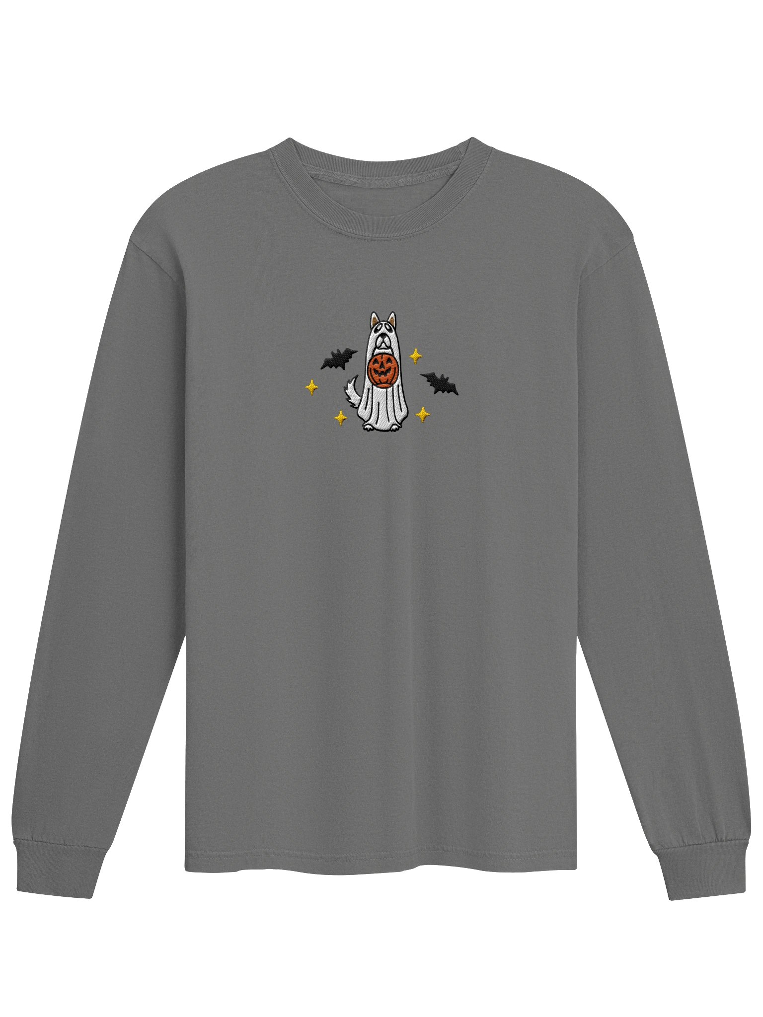 Halloween Siberian Husky(White) Embroidered Long-Sleeve T-Shirt product image (9)