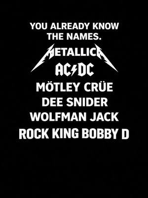You already know the names.#Metallica #motleycrue #acdc #deesnyder #wolfmanjack 