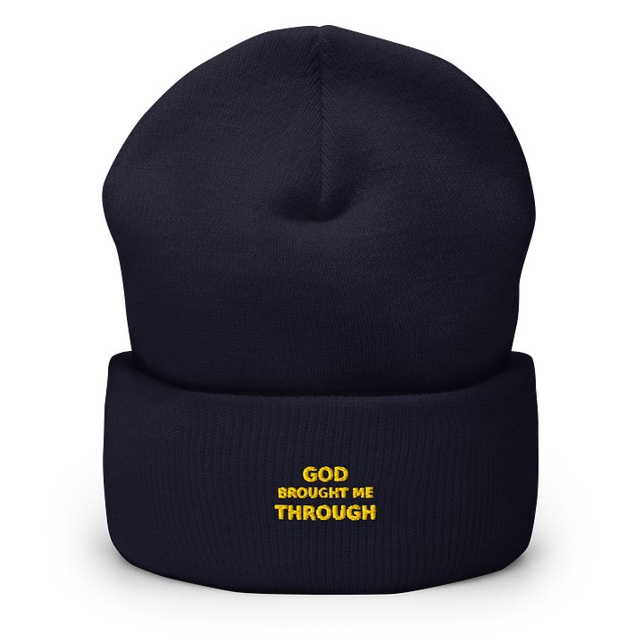 God Brought Me Through – Black & Gold Edition Beanie product image (1)