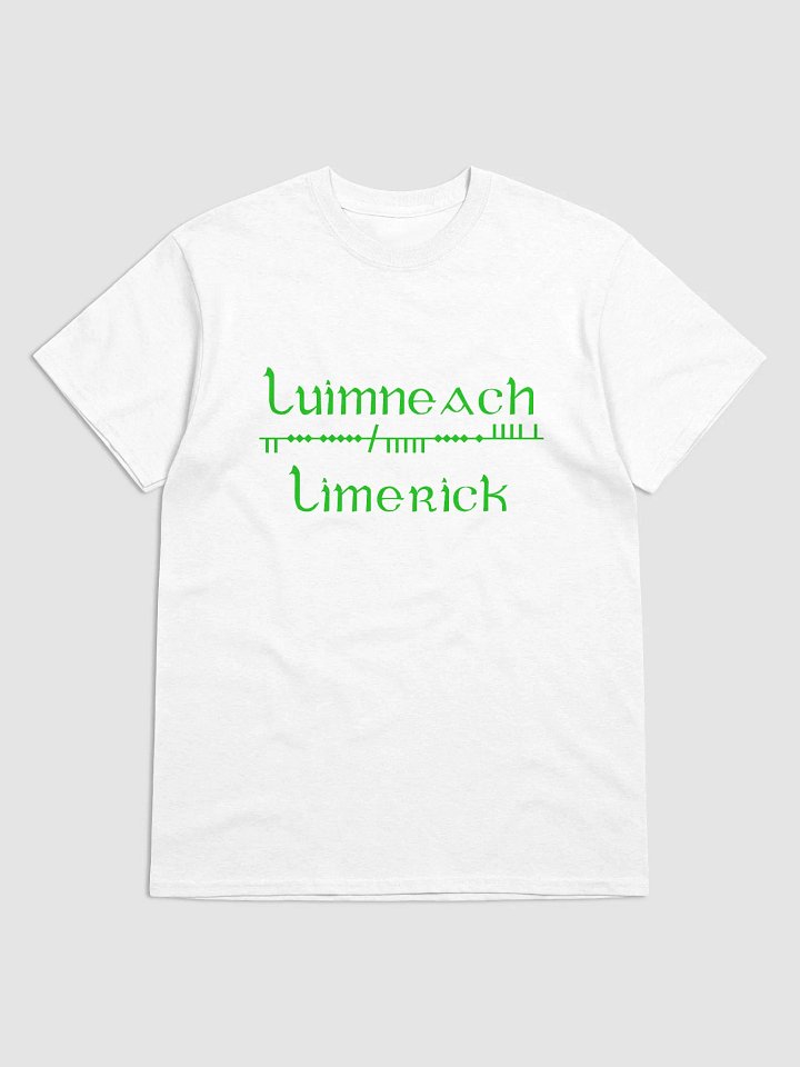 Limerick/Luimneach Scholastic style Ogham white Printed T-shirt product image (1)