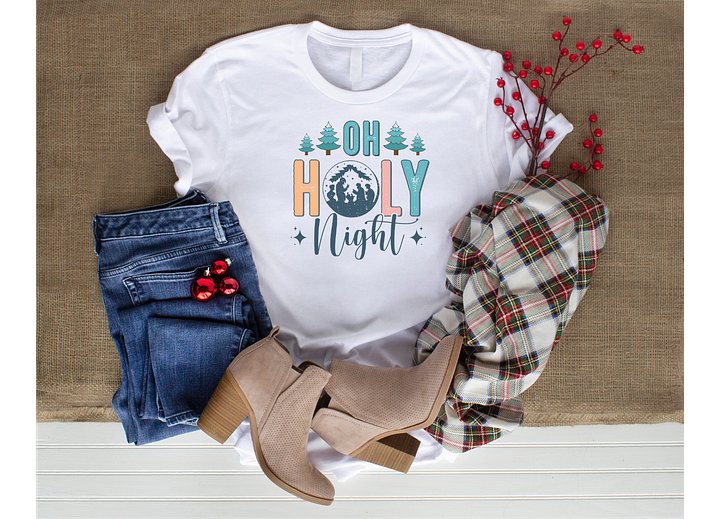 Oh Holy Night Christmas Tree T-Shirt product image (1)
