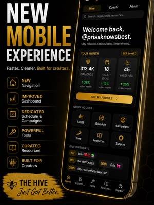 The BEA Hive has a new home on mobile. 🐝 We've rebuilt the experience from the ground up to make it faster, cleaner, and easier to navigate. ✨ New mobile interface 📊 Improved dashboard 🛠️ Powerful creator tools 📚 Curated resources 📅 Better organization This is just the beginning. More features are already on the way. #BoldEvolution #TikTokLIVE #CreatorTools #CreatorNetwork @Bold Evolution UK @Mrs.Lebanon🦚 @🐝Bea✨✨  