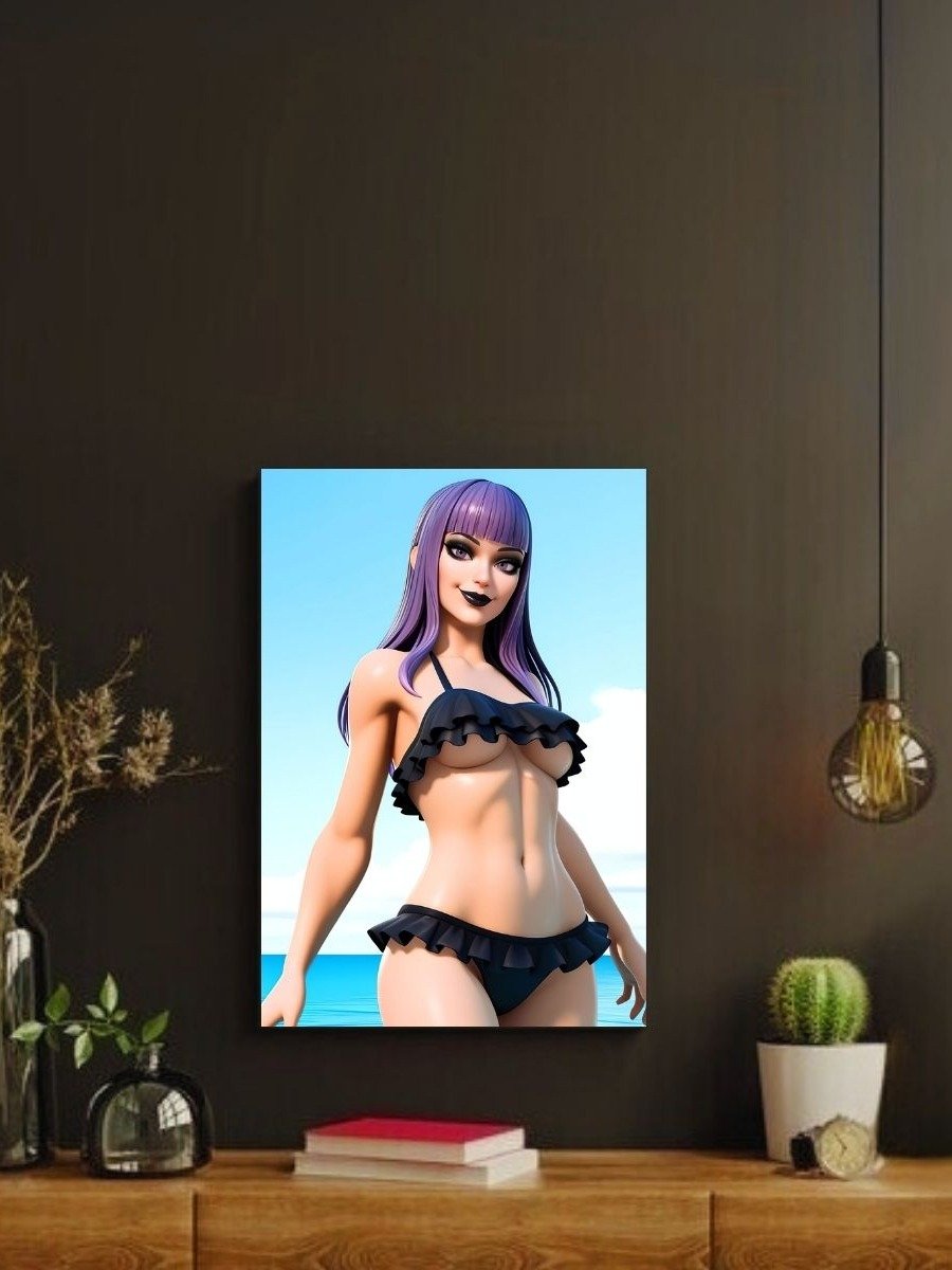 Original Character Lola Andersen Purple Ruffle Bikini Beach – Glossy 8x10 Metal Print product image (2)