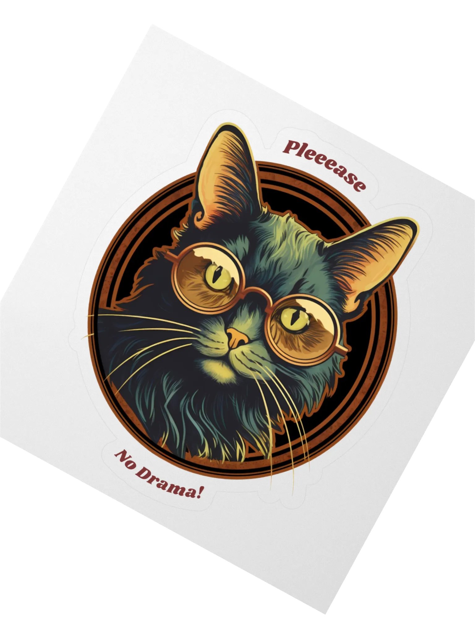 Cat with Glasses Please No Drama! Sticker product image (2)