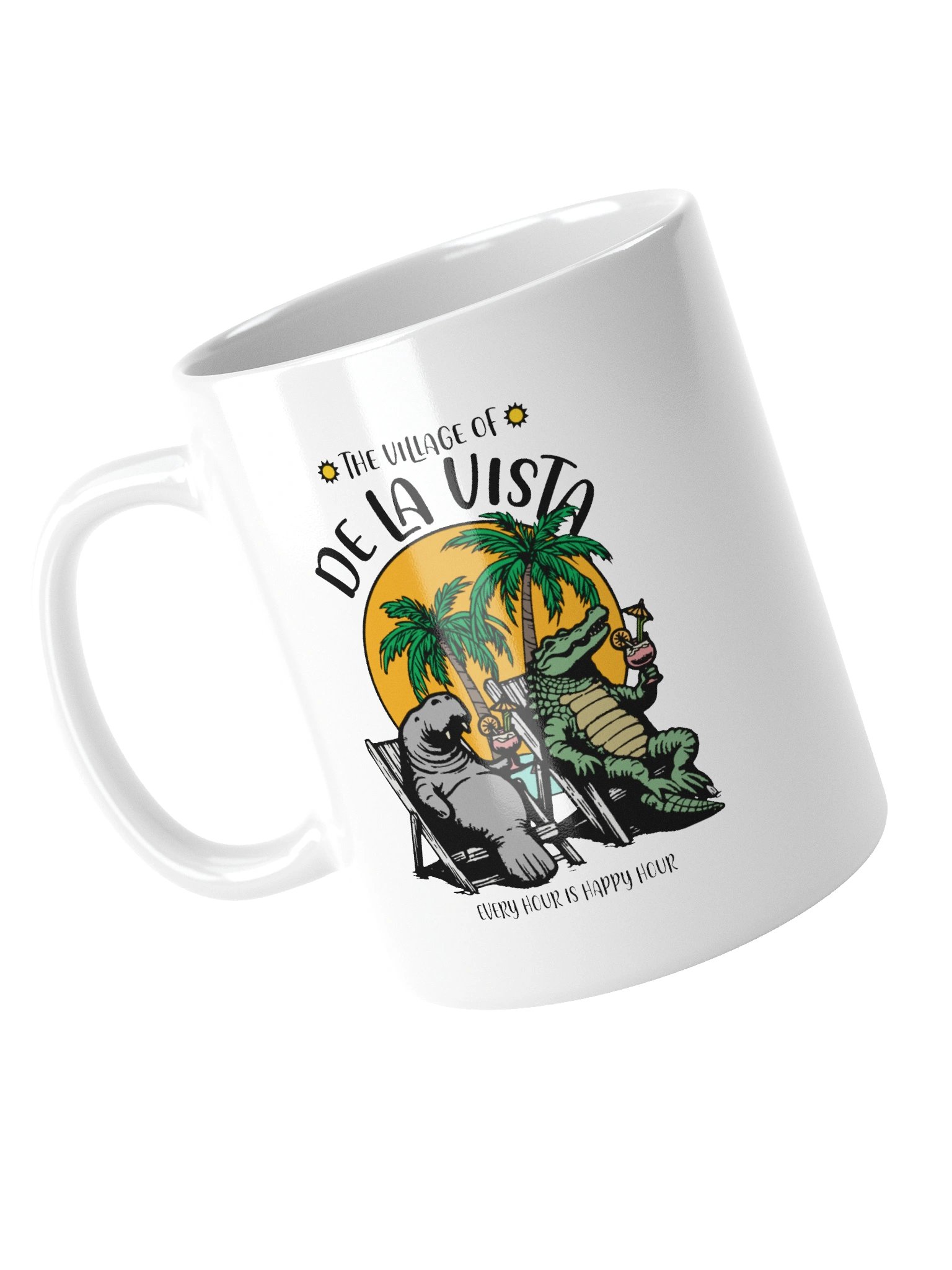 The Village of De La Vista TV Florida USA Fun Manatee Alligator Design Coffee Mug product image (10)