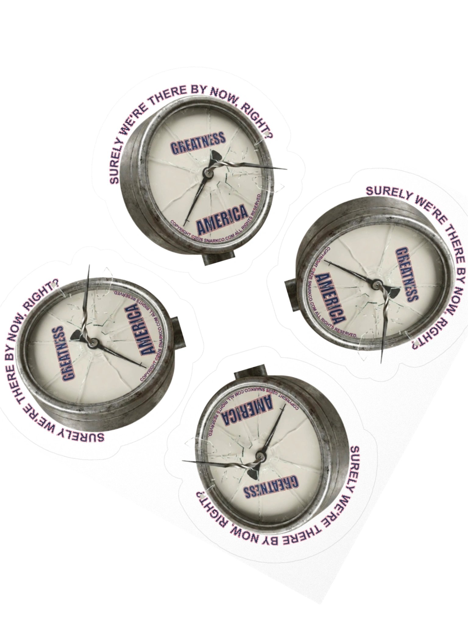 Stickers on white background say: "Surely we're there by now, right?" product image (2)