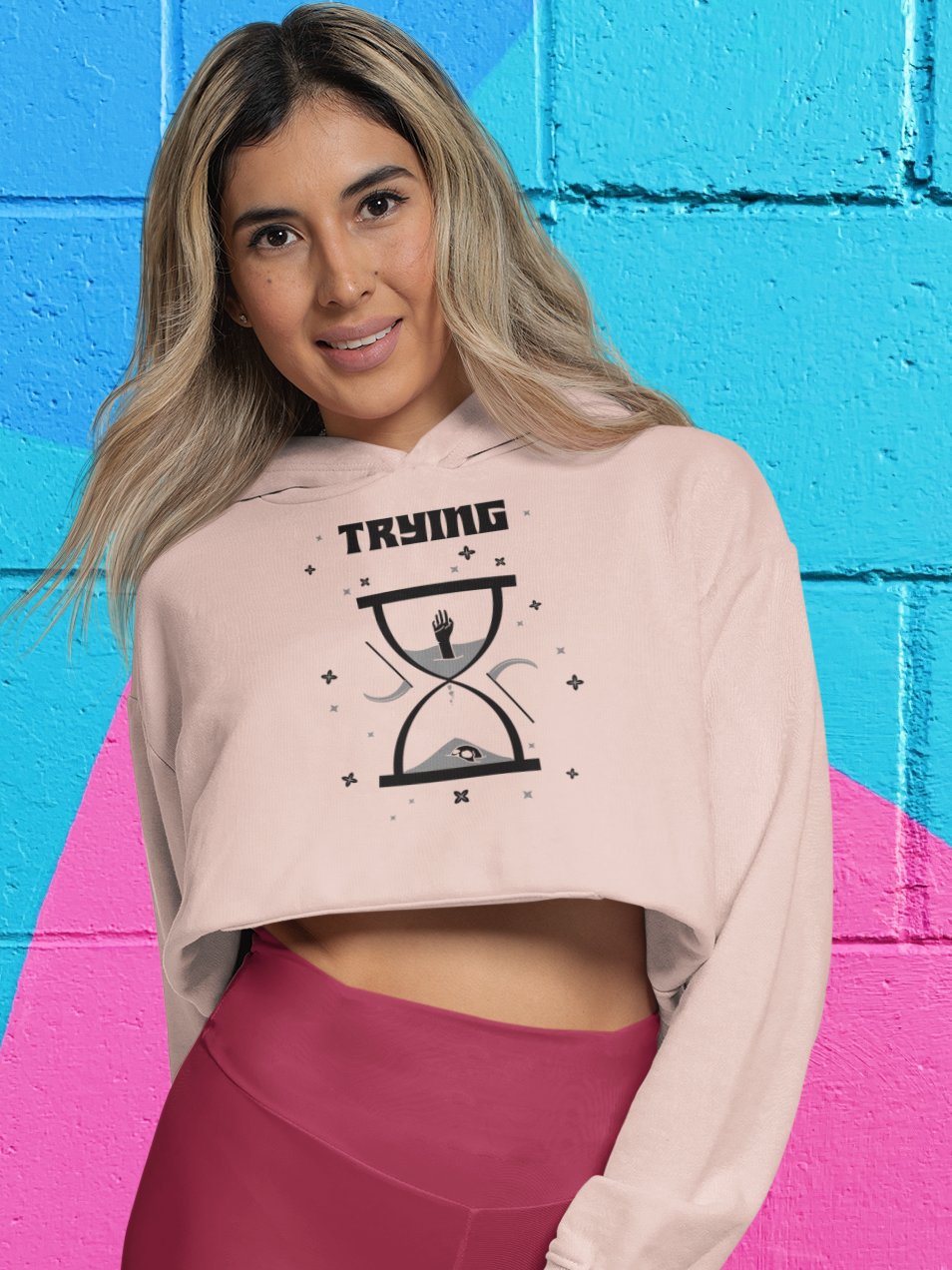 Trying Times fleece crop hoodie product image (1)