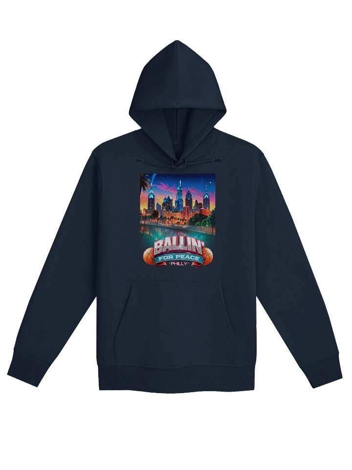 Ballin’ For Peace Philadelphia Unisex Hoodie – Urban Basketball Streetwear Hoodie with Philly Skyline & Tree Design product image (4)