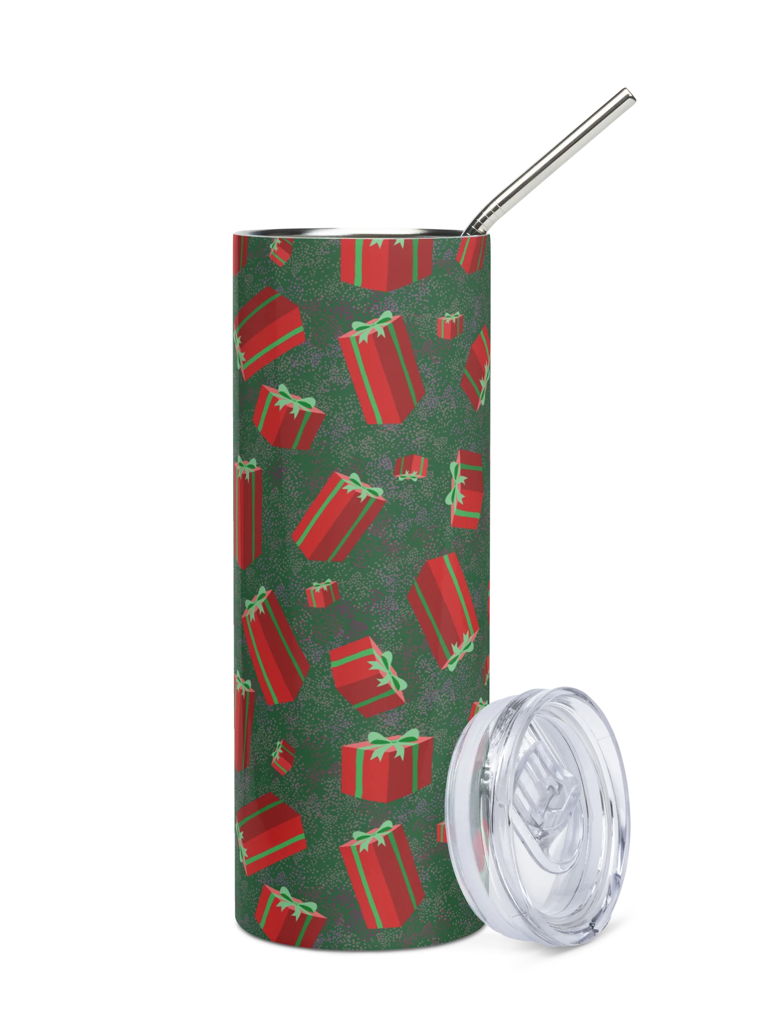 Retro Floating Red Presents Stainless Steel Tumbler with Straw product image (1)