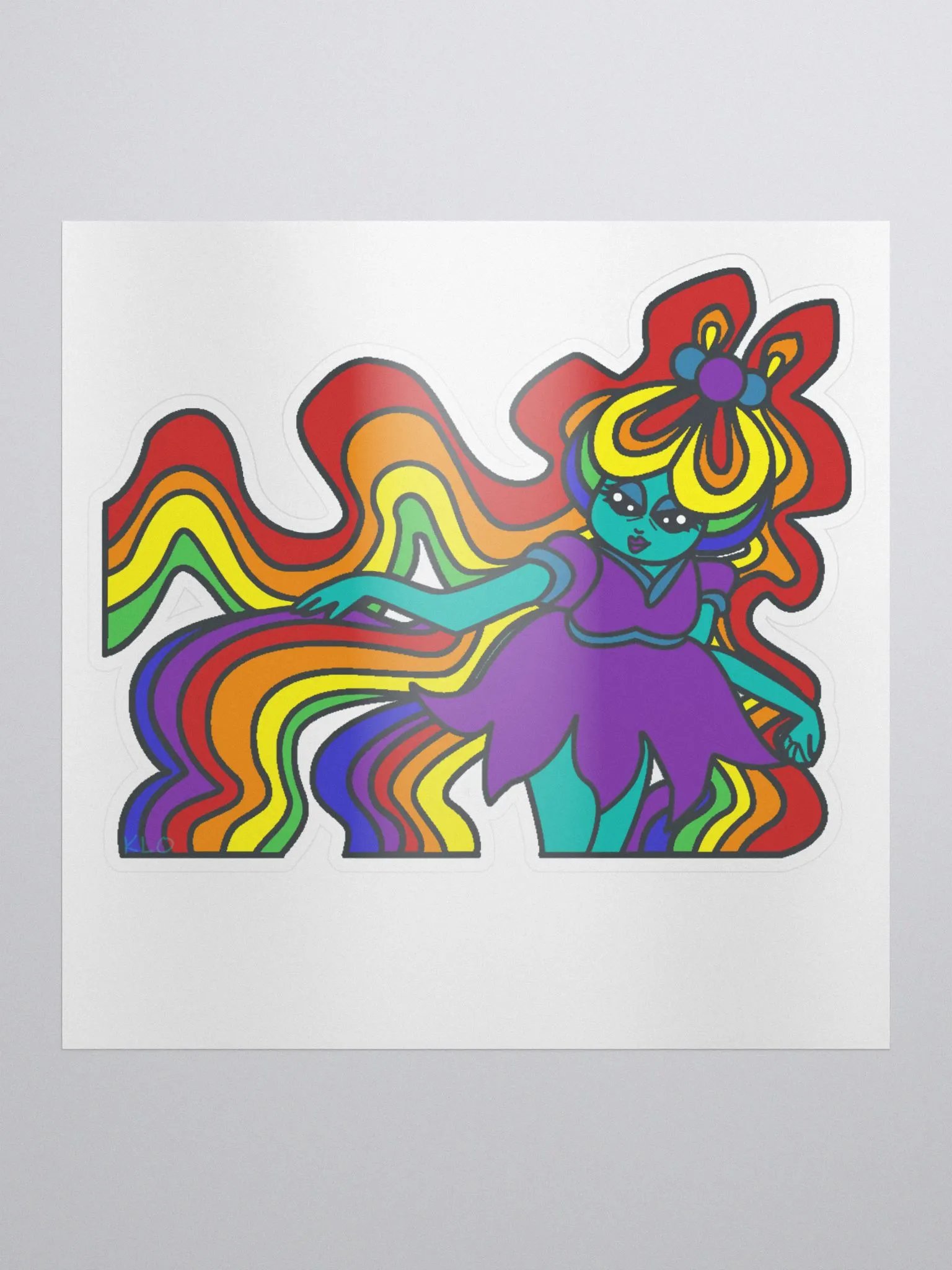 Rainbow Haired Alien Sticker product image (2)