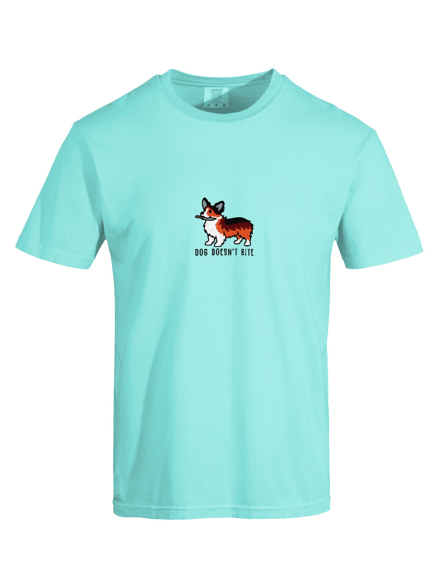 Dog Doesn't Bite Funny Chibi-Style Embroidered T-Shirt for Pembroke Welsh Corgi(Sable) Owners product image (99)