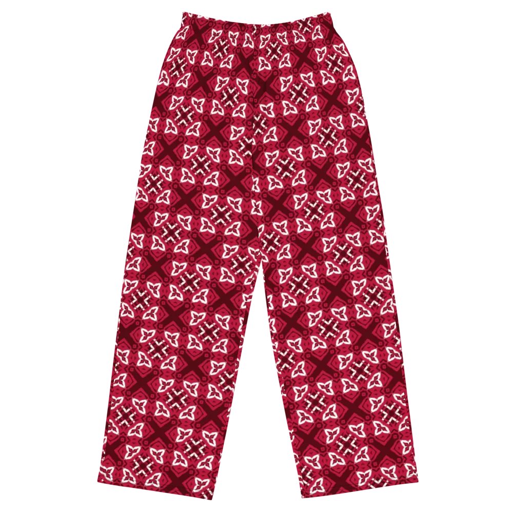 Geometric Red X Print Wide-Leg Pants product image (4)