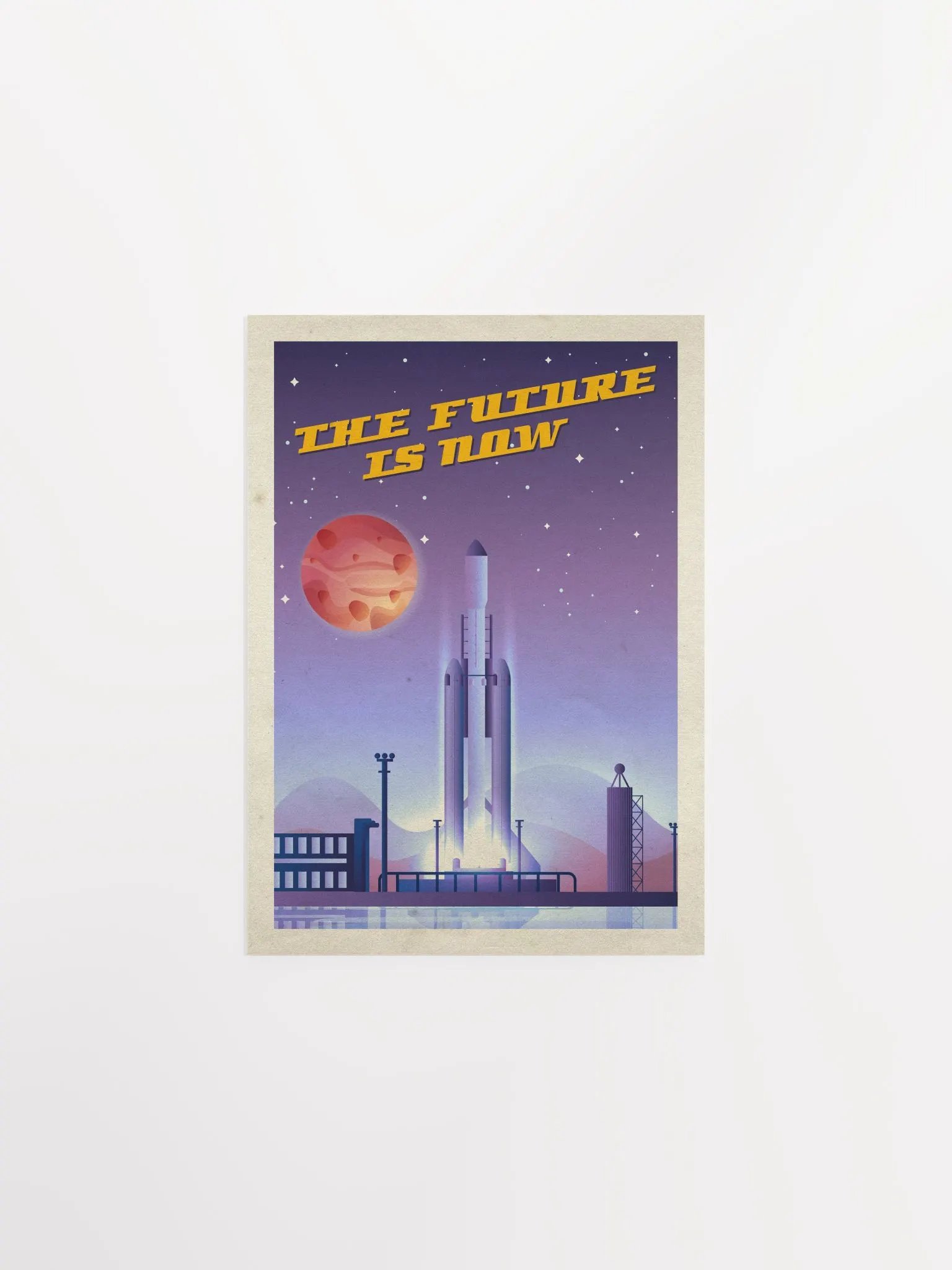The Future is Now, SpaceX Falcon Heavy — Vintage space poster, retro space art, propaganda poster, retrofuturism art, retro sci-fi print product image (6)