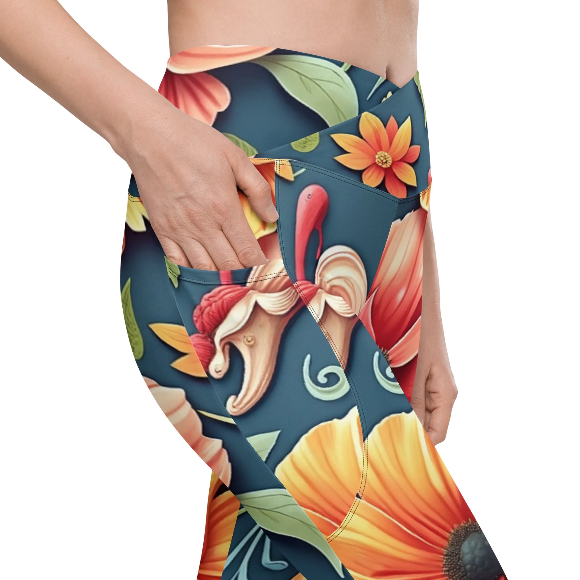 Barry Grady 'Floral Fiesta' Crossover Leggings with Pockets product image (10)