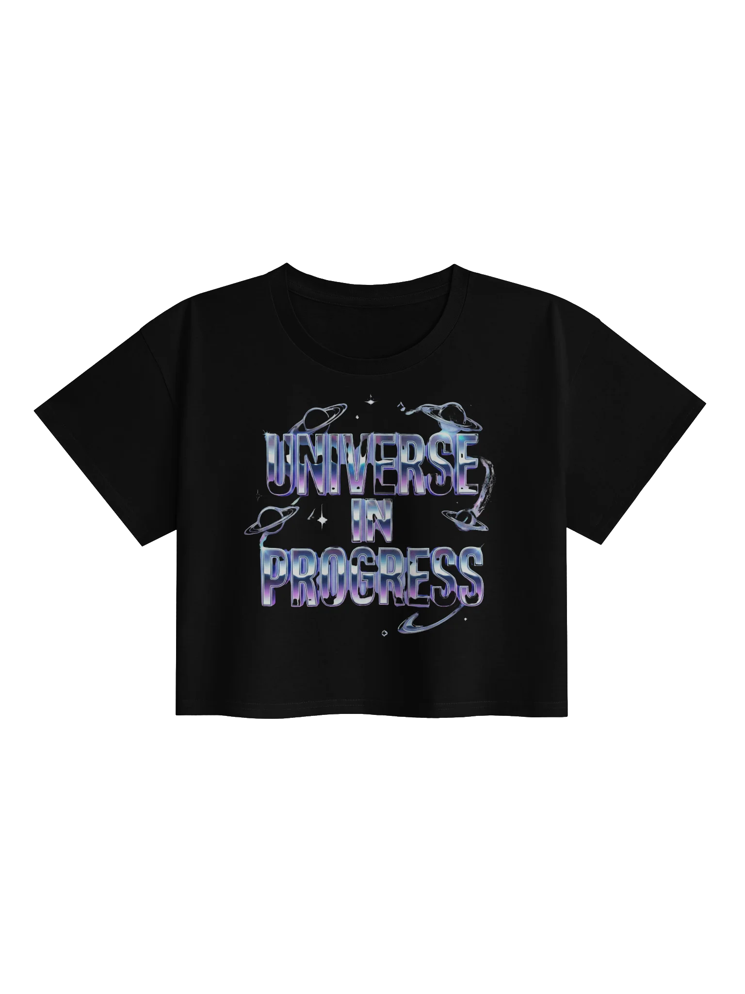 Universe In Progress – Chrome Cosmic Crop Top product image (2)
