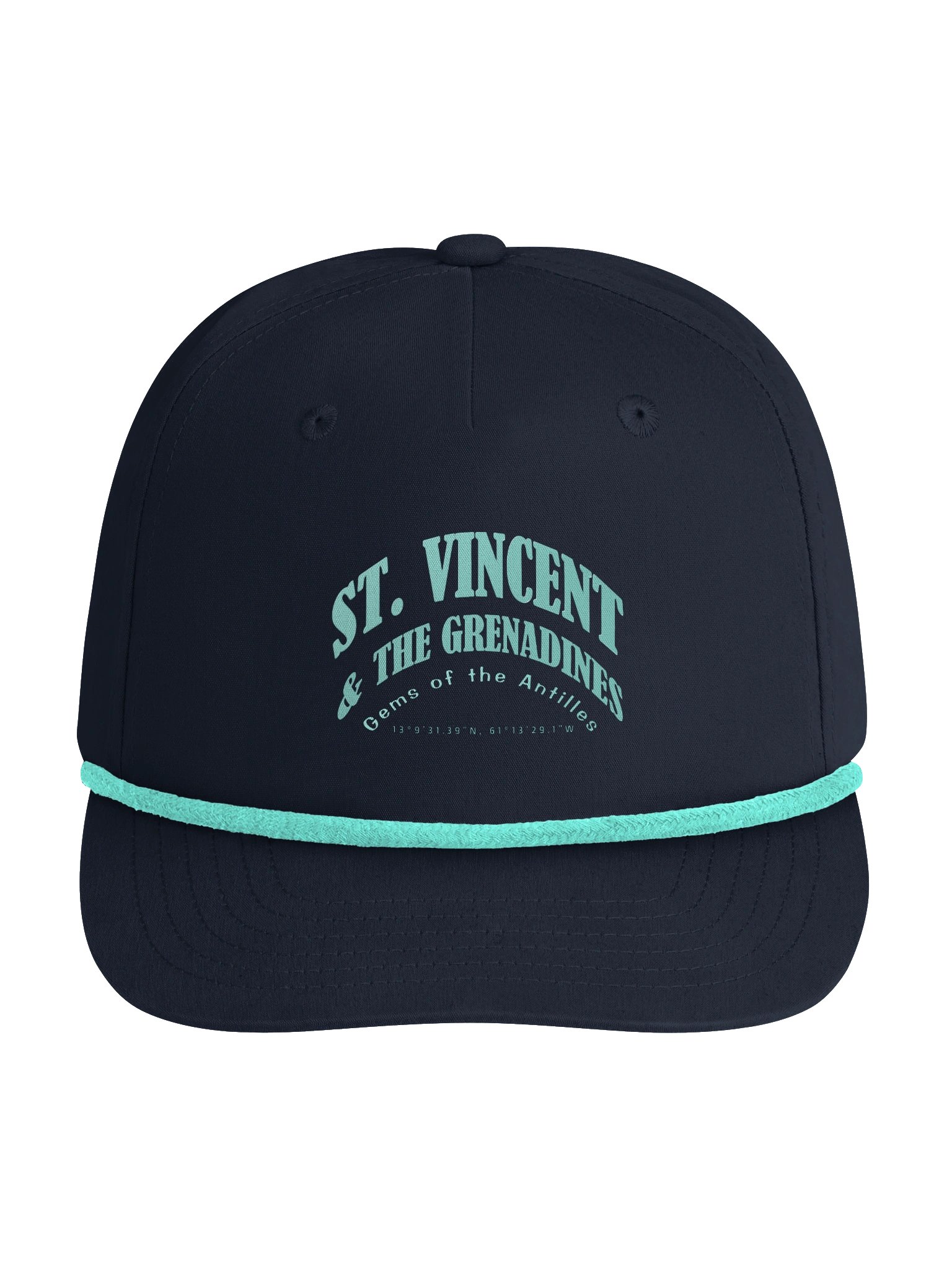 Caribbean Apples - St. Vincent and the Grenadines | Golf Rope Cap | Navy & Mint | Print product image (1)
