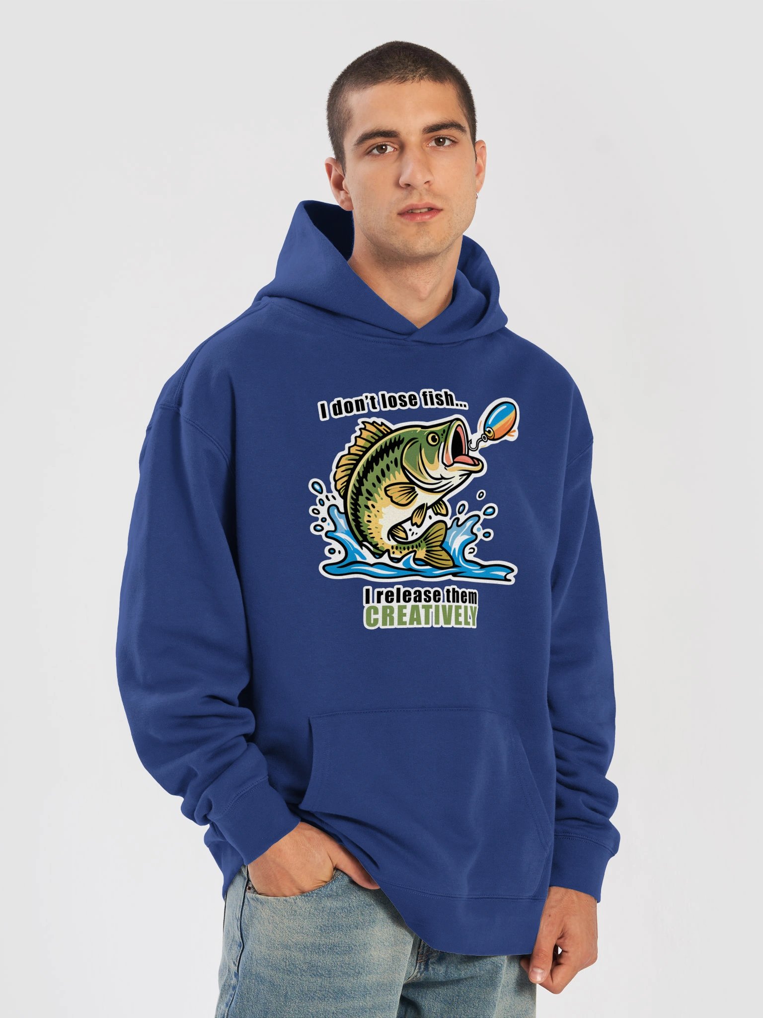 Premium Relaxed Hoodie (Unisex) - "I don't lose fish. I release them Creatively" Design product image (7)