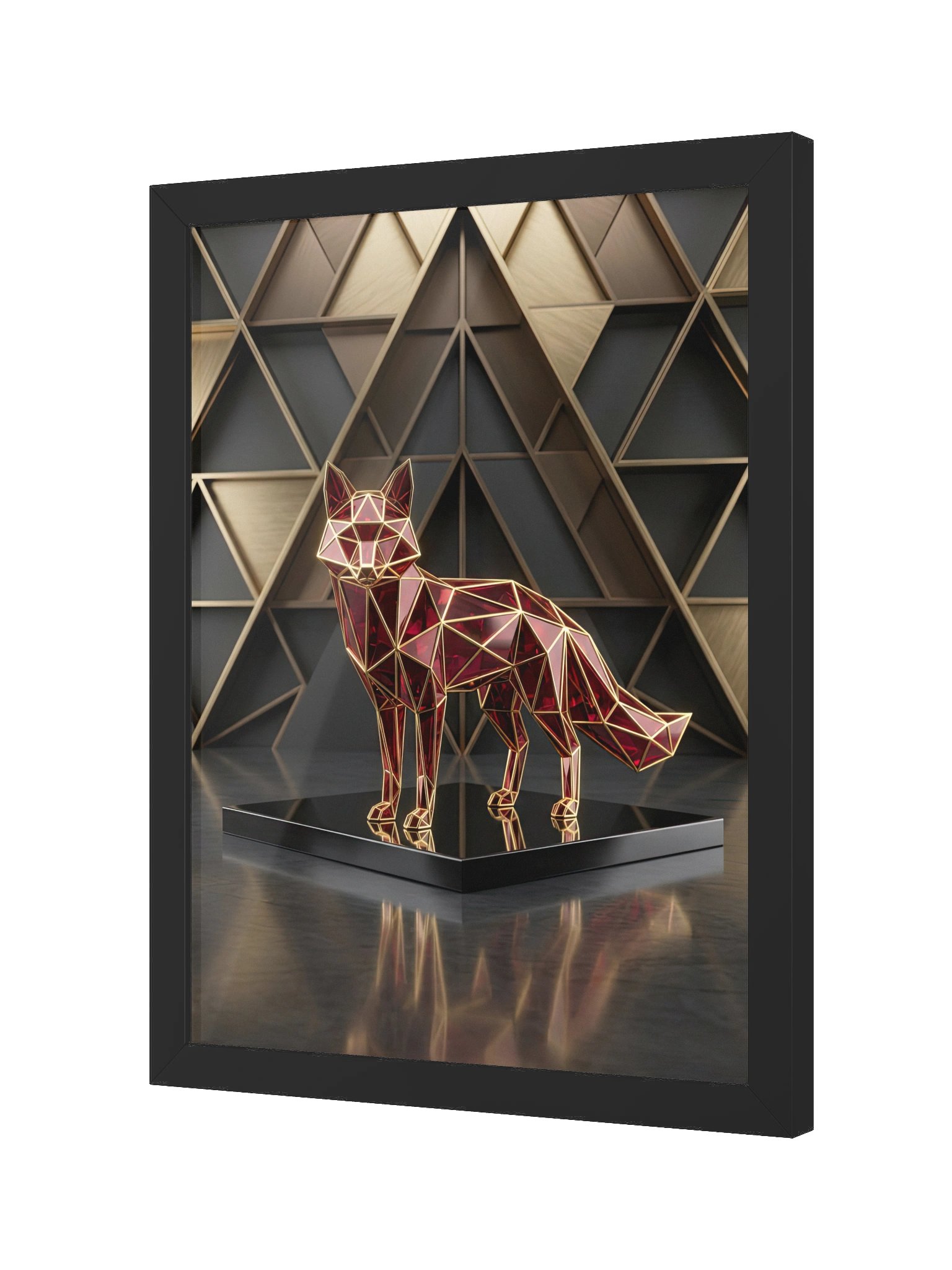 Luxurious Geometric Fox Framed Poster - Neo-Deco Opulent Wall Art product image (2)