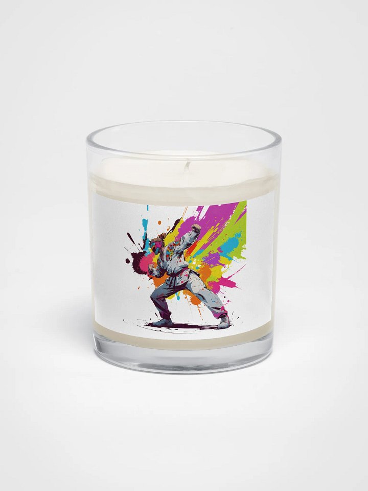 Soy Wax Candle In A Clear Glass Jar ( D_0144_Color Kick Taekwondo Boy of the Streets ) product image (1)