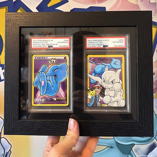 Mew is my favourite pokemon, these hand drawn on energy’s are psa graded and drawn by @mattsworlds 

Artwork based on tag tea...