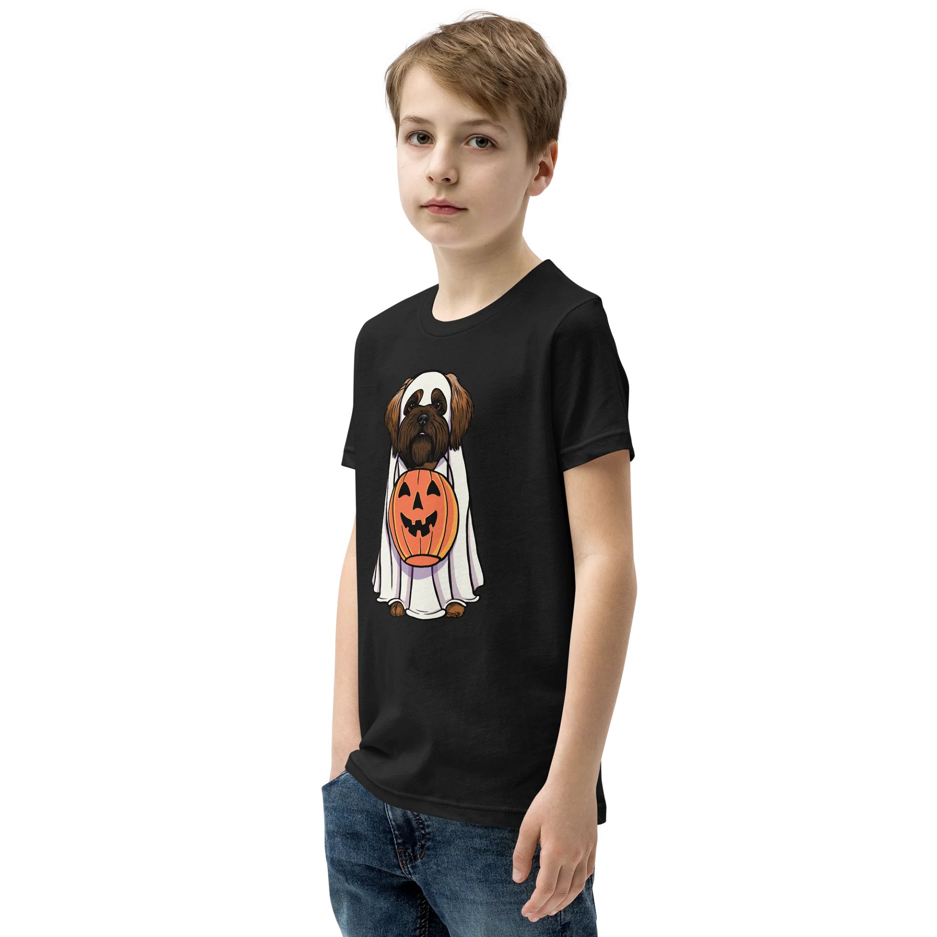 Halloween Shih Tzu(Red, Black Mask) Youth T-Shirt product image (4)