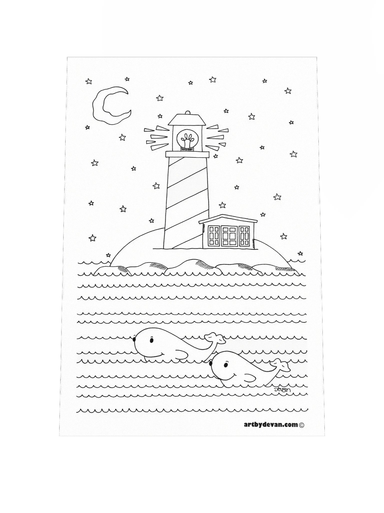Color Your Own Art: Whale Lighthouse product image (1)
