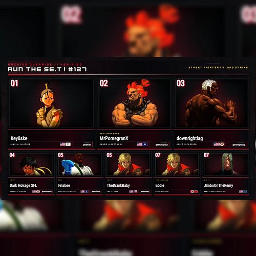 RUN THE SE.T! #127 - 09/23/26

STANDINGS:
1/ Key0ske (US, Ibuki)
2/ Devilmaycats | MrPomegranX (US, Akuma)
3/ downrightlag (U...